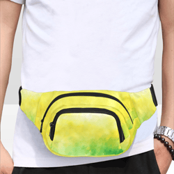 Spring Yellow and Green Watercolor Style Fanny Pack, Waist Bag