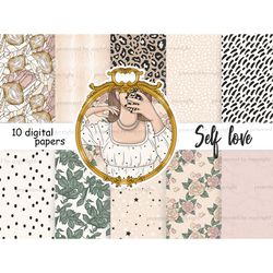 Self Love Digital Paper | Leopard Print Backgrounds