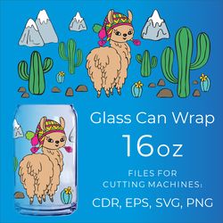 Cute Llama | Libbey Can Glass Wrap SVG