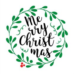 Merry Christmas SVG, Christmas Holly Berry Wreath SVG PNG