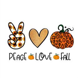 Peace Love Fall PNG, V sign Heart Pumpkin PNG Sublimation Designs