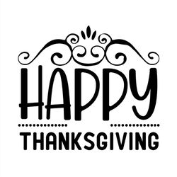 Happy thanksgiving silhouette SVG, swirl frame SVG, thankful SVG