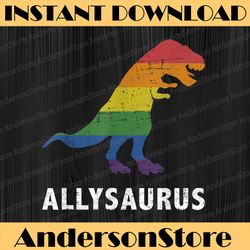 Allysaurus Dinosaur In Rainbow Flag For Ally LGBT pride LGBT Month PNG Sublimation Design