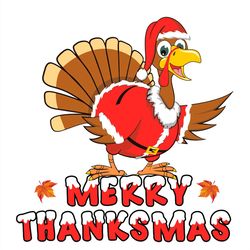 Merry Thanksmas SVG PNG, turkey SVG, Thanksmas SVG, Santa hat SVG