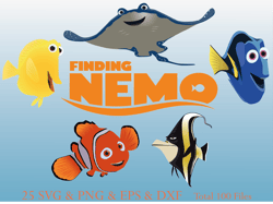 Finding Nemo Clipart, Finding Nemo svg, png, eps, dxf files, Total 100 files, Instant Download