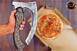 Custom Handmade Pizza Cutter Viking Axe, Viking Bearded Axe, Hand Forged Axe, Pizza Slicer, Pizza Knife Rocker,