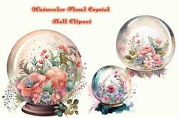 watercolor floral crystal ball clipart
