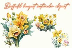 Daffodil Bouquet Watercolor Clipart