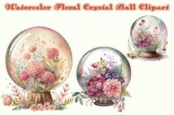 Watercolor Floral Crystal Ball Clipart