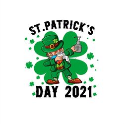 Leprechaun Wearing Mask Funny Saint Patrick's Day 2021 PNG Sublimation Design