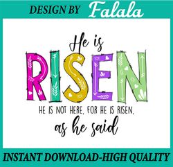 He  Is Risen Png, He is Not here For He  Is Risen  As He Said PNG,  Colorful Easter, Easter Png, Digital download