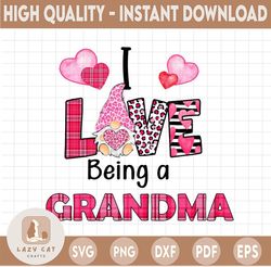 I Love Being A Grandma Gnome Heart Buffalo Plaid Png, Gnome Png, Gnome Grandma Png - INSTANT DOWNLOAD - Png Printable -