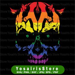 Gay Pride Flag Skulls Png- LGBTQ Pride Rainbow Skull Png- Cute LGBTQ Png