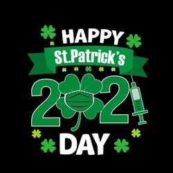 Happy St. Patricks Day 202 Day Green Shamrock Mask Needle SVG PNG
