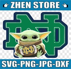 Baby Yoda with Notre Dame Fighting Irish Football PNG,  Baby Yoda png, NCAA png, Sublimation ready, png files for sublim