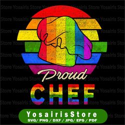 vintage retro proud chef rainbow flag proud lgbt lover png, cook gift, chef png, chef gift, chef png gay pride png