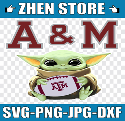 Baby Yoda with Texas A&M Aggies Football PNG,  Baby Yoda png, NCAA png, Sublimation ready, png files for sublimation