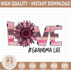 Digital Png File - LOVE Grandma Life Yellow Sunflower, Leopard, Teal, Blush Tumbler T-Shirt Sublimation Printable Design