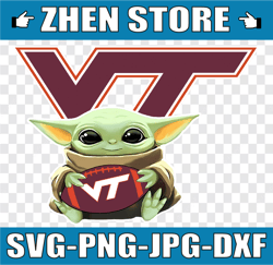Baby Yoda with Virginia Tech Hokies Football PNG,  Baby Yoda png, NCAA png, Sublimation ready, png files for sublimation