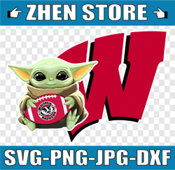 Baby Yoda with Wisconsin Badgers Football PNG,  Baby Yoda png, NCAA png, Sublimation ready, png files for sublimation,pr