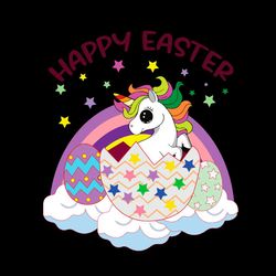 Happy Easter Cute Unicorn Rainbow Eggs SVG PNG