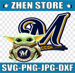 Baby Yoda with Milwaukee Brewers Baseball PNG,  Baby Yoda MLB png, MLB png, Sublimation ready, png files for sublimation