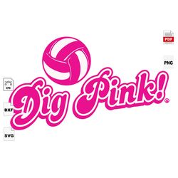 Digpink, Breast Cancer Svg, Breast Cancer, Breast Cancer Gift, Cancer Awareness, Breast Cancer Svg, Volleyball, Volleyba