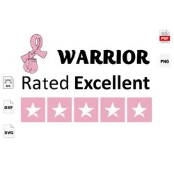 Warrior Rated Excellent, Breast Cancer Svg, Cancer Awareness, Cancer Svg, Cancer Ribbon Svg, Breast Cancer Ribbon, Breas