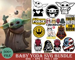 600 Baby Yoda Bundle Svg, Baby Yoda Svg, Star Wars Svg, Mandalorian Svg, Cute Baby Svg, Png Dxf  Eps Digital File