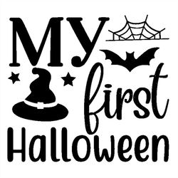 My First Halloween SVG, Witch Hat Spider Web SVG Silhouette
