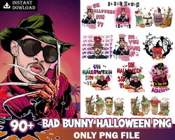 90 Bad Bunny Halloween Bundle Png, Bad Bunny Horror Movies Png, Un Halloween Sin Ti Png, Spooky Benito Png File