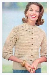 Vintage knitted and crochet cardigan sweater | Knitted pullover, women's knitted jacket | Crochet pattern | PDF
