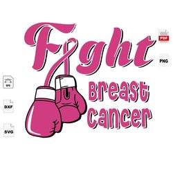 Fight Breast Cancer, Pink Boxing Gloves, Boxing Gloves Svg, Breast Cancer Svg, Cancer Awareness, Cancer Svg, Cancer Ribb
