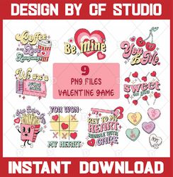 9 Png File Valentine Game, Retro Valentine Png Bundle, Groovy Valentine Png, Sublimation Design