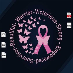 Beautiful Warrior, Breast Cancer Gift, Breast Cancer Svg, Cancer Awareness, Cancer Ribbon Svg, Breast Cancer Ribbon, Bre