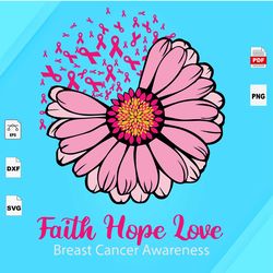 Faith Hope Love, Breast Cancer Svg, Breast Cancer Awareness, Pink Ribbon Svg, Strong Woman, Cancer Svg, Survivor Svg, Ca