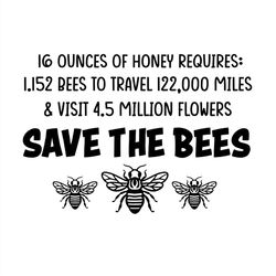 16 Ounces Of Honry Requires Bees To Travel Save The Bees SVG Silhouette