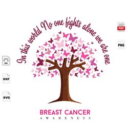 In This World No One Fight Alone We Are One, Breast Cancer Gift, Breast Cancer Svg, Cancer Awareness, Cancer Ribbon Svg,