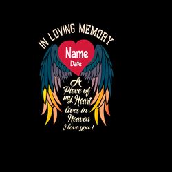 In Loving Memory A Piece Of My Heart Lives In Heaven I Love You SVG PNG