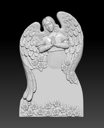 3D STL Model for CNC file Angel praying in flowers