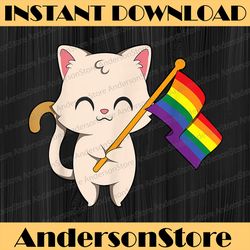 Cat Holding LGBT Flag Equality Pride LGBT Month PNG Sublimation Design
