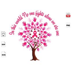 In This World No One Fight Alone We Are One, Breast Cancer Gift, Breast Cancer Svg, Cancer Awareness, Cancer Ribbon Svg,