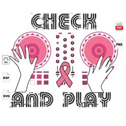 Check And Play, Breast Cancer Gift, Breast Cancer Svg, Cancer Awareness, Cancer Ribbon Svg, Breast Cancer Ribbon, Breast