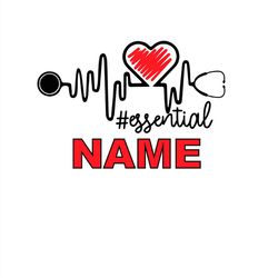 Essential Name SVG, Heartbeat Stethoscope Nurse SVG PNG