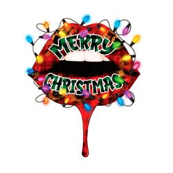 Merry Christmas Dripping Lips PNG Sublimation Designs