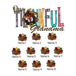 One Thankful Grandma PNG, Grandma Family Name PNG Sublimation Designs