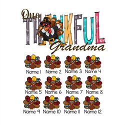 Grandma Turkey Family Name PNG, Thankful Grandma PNG Sublimation Designs