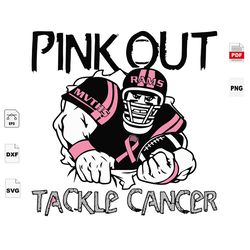 Pink Out Tackle Cancer, Los Angeles Rams Football, Breast Cancer Gift, Los Angeles Rams Shirt, Breast Cancer Svg, Cancer