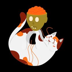 Cute Cat Playing With Halloween Skull SVG PNG