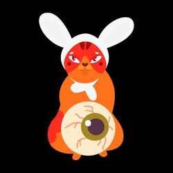 Bunny Cat Holding Halloween Eyeball SVG PNG